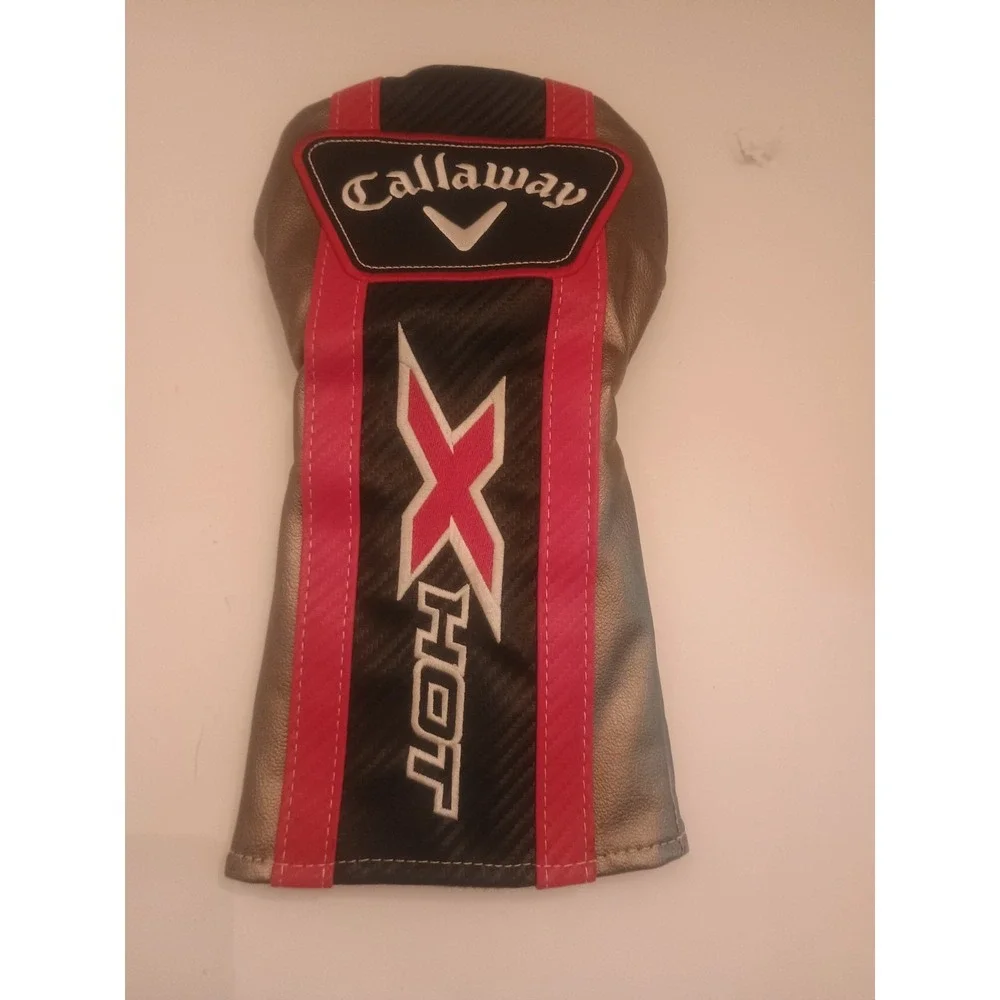 Callaway x Hot Driver Headcover Golf Club Head Cover Vinyl Red/Black/Silver Used